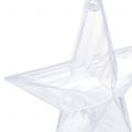 Floristik24 Žvaigždė plastikinėms skaidrioms eglutės dekoracijoms kabinti 12cm 6vnt