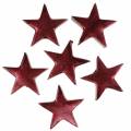 Floristik24 Deco žvaigždės tamsiai raudonos 4cm 12vnt