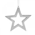 Floristik24 Žvaigždė sidabrinei aliumininei kalėdinei dekoracijai pakabinti 15,5 × 15 cm
