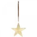Floristik24 Pakabinamos žvaigždės, metaliniai papuošimai, eglutės papuošimai auksiniai 9,5 × 9,5 cm 3vnt.