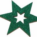 Floristik24 Išsklaidyta dekoracija žvaigždė žalia 3-5cm 48vnt