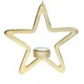 Floristik24 Dekoratyvinis žvakidės laikiklis žvaigždute pakabinti metalinį auksinį 20cm