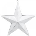 Floristik24 Žvaigždutė pakabinama, eglutės papuošimai, metalinė dekoracija balta 19,5 × 18,5 cm