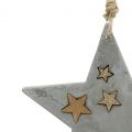 Floristik24 Kalėdinės žvaigždės pakabinamos iš betono pilkai auksinės spalvos 11,5cm 3vnt