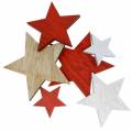 Floristik24 Išsklaidytos dekoravimo žvaigždės raudona / balta / natūrali 3,5cm - 7cm 18vnt