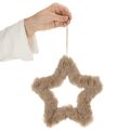 Pakabinama dekoratyvinė žvaigždė iš dirbtinio kailio, 21 cm, 4 dalys | Floristik24.lt