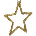 Floristik24 Kalėdų puošmena žvaigždės pakabukas auksiniai blizgučiai 7,5cm 40p