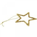 Floristik24 Kalėdų puošmena žvaigždės pakabukas auksiniai blizgučiai 7,5cm 40p