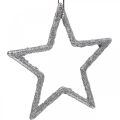 Floristik24 Kalėdų puošmena žvaigždės pakabukas sidabro blizgučiai 7,5cm 40p
