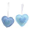 Floristik24 Medžiaginės pakabos širdies formos 7cm 12vnt mėlynos, baltos