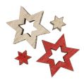 Floristik24 Medienos žvaigždžių mišinys raudonai, pilkai išbarstyti 2cm 96vnt