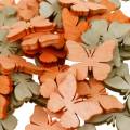 Floristik24 Išsklaidyta dekoracija drugelis mediniai drugeliai vasaros dekoracija oranžinė, abrikosas, ruda 144 vnt.