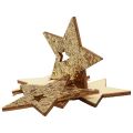 Floristik24 Papuošimas kalėdinėmis medžio žvaigždėmis gamtos aukso blizgučiai 5cm 72psl