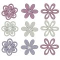 Floristik24 Medinės gėlės išsklaidytos dekoracijos žiedai violetiniai/rožiniai/balti Ø3,5cm 48p