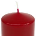 Floristik24 Stulpinės žvakės raudonos žvakės H100mm Ø50mm senos raudonos 12vnt