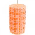 Floristik24 Kaimiškos žvakės, stulpinės žvakės krepšelio raštas, oranžinės vaško žvakės 110/65 2vnt