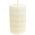 Kaimiškos žvakės, baltos vaško žvakės, krepšelio rašto stulpinės žvakės 110/65 2vnt