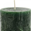 Floristik24 Vienspalvės žvakės Tamsiai žalios stulpinės žvakės 70×110mm 4vnt