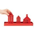 Metaliniai arbatinės žvakės nameliai, raudoni, su padėklu, 35 cm, 1 komplektas | Floristik24.lt