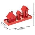 Metaliniai arbatinės žvakės nameliai, raudoni, su padėklu, 35 cm, 1 komplektas | Floristik24.lt