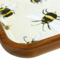 Floristik24 Deco padėklas medinis kvadratinis bičių vasaros dekoravimo padėklas 35×23,5×2cm