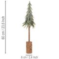 Dirbtinė eglė, apledėjusi, su mediniu pagrindu, žiemos dekoracija, 60 cm | Floristik24.lt