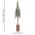 Dirbtinė eglė, apledėjusi, dekoratyvinė eglutė ant medinio pagrindo žiemos ir Kalėdų dekoracijoms, 75 cm | Floristik24.lt