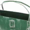 Floristik24 Sodinimo krepšys Metalinis žalias, baltas Skalbtas H16cm