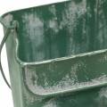Floristik24 Sodinimo maišelis su rankena metalinis žalias, baltai skalbtas H20cm
