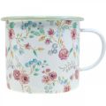 Floristik24 Augalinės puodelio rožės Emalio dekoratyvinis puodelis su rankena balta Ø9,5cm
