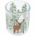 Floristik24 Žibintuvėlio stiklas Christmas Crackle arbatinės žvakidės stiklas H10cm