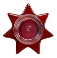 Floristik24 Arbatinės žvakutės laikiklis raudonos žvaigždės formos su stiklu Ø10cm A10,5cm 2vnt