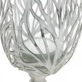 Floristik24 Žibintas metalinis baltas, arbatinės žvakidės laikiklis gėlė Ø13cm H30cm