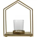 Floristik24 Žibintų namelio metalinė apdaila arbatinės žvakės stiklas 20×16×26cm