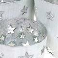 Floristik24 Kalėdinės dekoracijos arbatinės žvakidės laikiklis baltas su žvaigždutėmis metalinis Ø12 / 10 / 8cm rinkinys iš 3