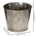 Metalinis vazonas su blizgančiomis eglėmis, 13 cm | Floristik24.lt