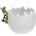 Floristik24 Velykinis dubuo dekoratyvinis dubuo keramikinis kiaušinio baltymas auksinis triušis 2vnt