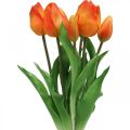 Dirbtinė tulpių oranžinė dirbtinių gėlių puokštė 38cm 7vnt