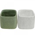 Floristik24 Sodinamosios keramikos baltas žalias reljefinis tinklelis 13,5x13,5cm A13cm 2vnt.