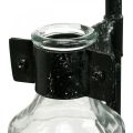 Floristik24 Dekoratyvinės vazos dekoratyvinis buteliuko stiklas su metaliniu stovu juodas Ø13cm