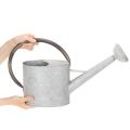 Vintažinė metalinė laistytuvė, sidabriškai pilka, stilinga sodo puošmena, gėlių vaza, ilgis 53 cm, aukštis 29 cm | Floristik24.lt