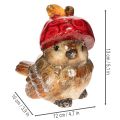 Dekoratyvinė paukščio figūrėlė su raudonu obuolio kepurėliu, rudeninė dekoracija, 13 cm | Floristik24.lt