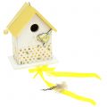 Floristik24 Dekoratyvinis paukščių namelis pakabinti geltonai baltas 12cm
