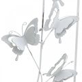 Floristik24 Drugelis pakabinamas spyruoklinis metalinis sieninis menas Shabby Chic baltas sidabras H47,5 cm