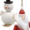 Floristik24 Kalėdų eglutės papuošimai mediniai Kalėdų senelis ir sniego senelis 11cm rinkinys po 2