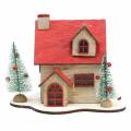 Floristik24 Kalėdinis namelis su LED apšvietimu natūralus, raudonos medienos 20 × 15 × 15 cm
