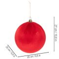 Raudonas aksominis kalėdinis kamuoliukas, didelis dekoratyvinis kamuoliukas pakabinimui, 25 cm, 2 vnt. | Floristik24.lt