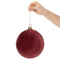 Didelis raudono aksomo imitacijos kalėdinis žaisliukas, 20 cm, 3 vnt. | Floristik24.lt