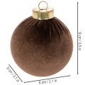 Kalėdiniai žaisliukai, aksominės išvaizdos, šiltų spalvų mišinys, 8 cm, 12 vnt. | Floristik24.lt