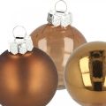 Floristik24 Kalėdiniai rutuliai, eglutės dekoravimo mišinys, mini eglutės rutuliukai rudi H4.5cm Ø4cm tikras stiklas 24vnt.